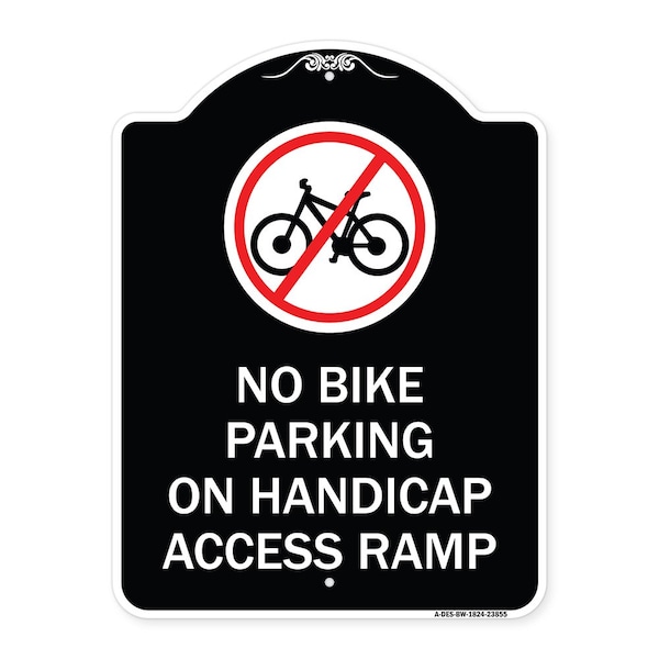 Signmission No Bike Parking on Handicap Access Ramp Heavy-Gauge Aluminum Sign, 24" x 18", BW-1824-23855 A-DES-BW-1824-23855 - main